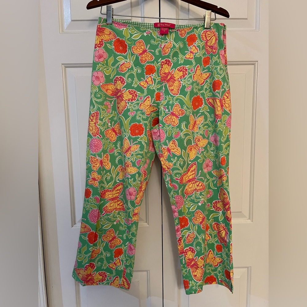 Key West Green Floral and Butterfly Pants Size 10
